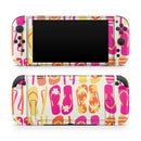Vibrant Pink & Yellow Flip-Flop Vector // Premium Vinyl Wrap Skin Kit Compatible with the Nintendo Switch 2 - Vinyl Skin Wrap for Nintendo Switch 2, OLED, Lite, Pro Controller, Wii & Classic Handhelds