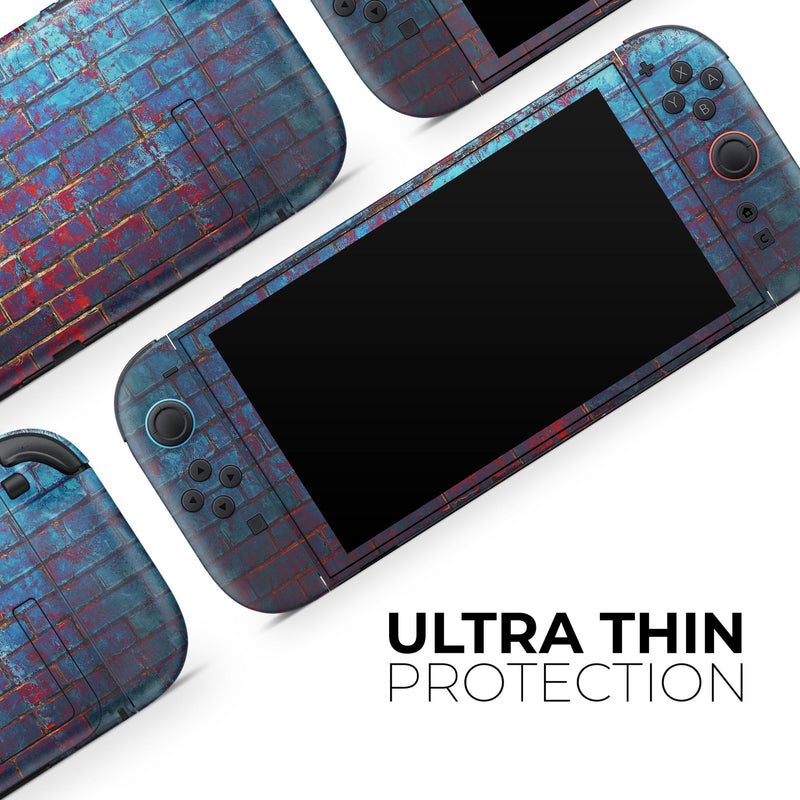 Vivid Blue Brick Alley // Skin Decal Wrap Kit for Nintendo Switch 2