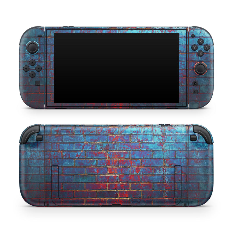 Vivid Blue Brick Alley // Skin Decal Wrap Kit for Nintendo Switch 2