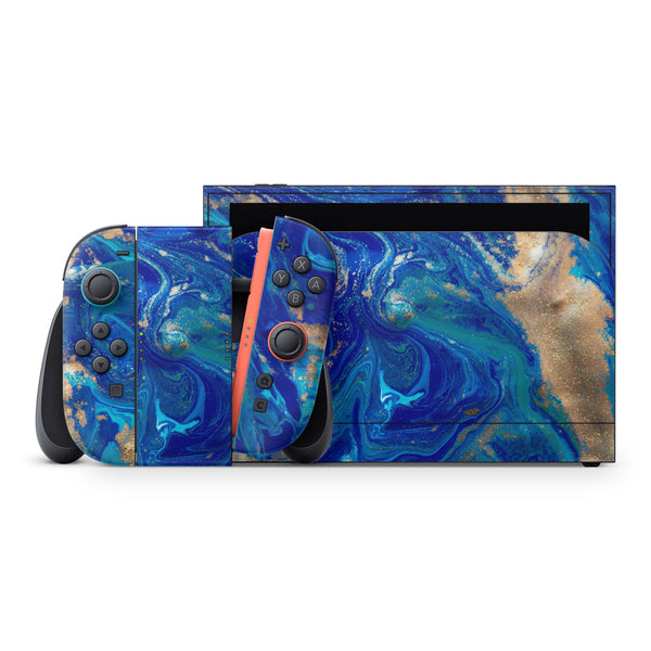 Vivid Blue Gold Acrylic // Skin Decal Wrap Kit for Nintendo Switch 2