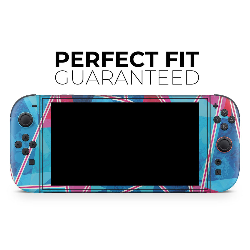 Vivid Blue and Pink Sharp Shapes // Skin Decal Wrap Kit for Nintendo Switch 2