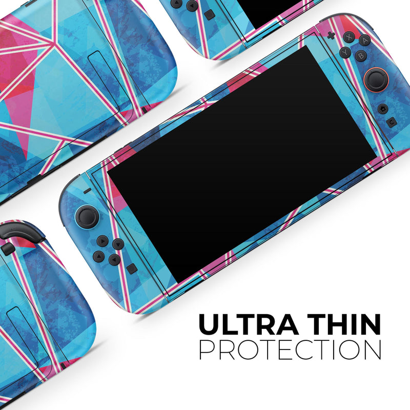 Vivid Blue and Pink Sharp Shapes // Skin Decal Wrap Kit for Nintendo Switch 2