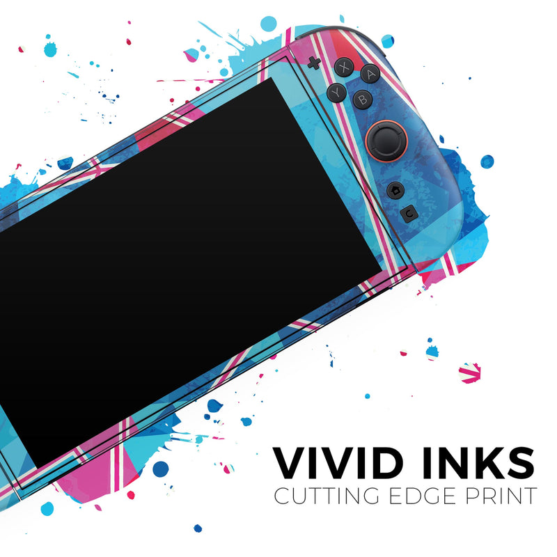 Vivid Blue and Pink Sharp Shapes // Skin Decal Wrap Kit for Nintendo Switch 2