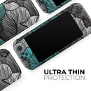 Vivid Teal Floral Waves // Premium Vinyl Wrap Skin Kit Compatible with the Nintendo Switch 2 - Vinyl Skin Wrap for Nintendo Switch 2, OLED, Lite, Pro Controller, Wii & Classic Handhelds