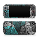 Vivid Teal Floral Waves // Premium Vinyl Wrap Skin Kit Compatible with the Nintendo Switch 2 - Vinyl Skin Wrap for Nintendo Switch 2, OLED, Lite, Pro Controller, Wii & Classic Handhelds