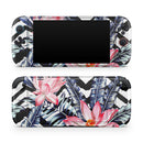 Vivid Tropical Chevron Floral v1 // Premium Vinyl Wrap Skin Kit Compatible with the Nintendo Switch 2 - Vinyl Skin Wrap for Nintendo Switch 2, OLED, Lite, Pro Controller, Wii & Classic Handhelds