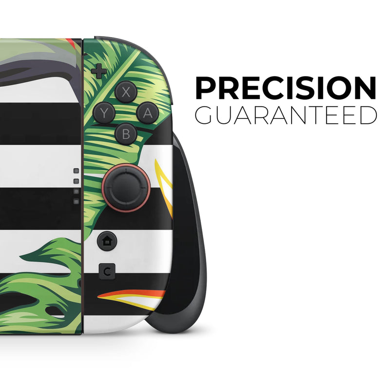 Vivid Tropical Stripe Floral v1 // Skin Decal Wrap Kit for Nintendo Switch 2