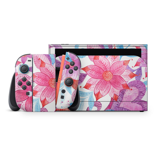 Watercolor Fantasy Flowers // Skin Decal Wrap Kit for Nintendo Switch 2