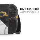 White-Black Marble & Digital Gold Foil V1 // Premium Vinyl Wrap Skin Kit Compatible with the Nintendo Switch 2 - Vinyl Skin Wrap for Nintendo Switch 2, OLED, Lite, Pro Controller, Wii & Classic Handhelds