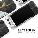White-Black Marble & Digital Gold Foil V1 // Premium Vinyl Wrap Skin Kit Compatible with the Nintendo Switch 2 - Vinyl Skin Wrap for Nintendo Switch 2, OLED, Lite, Pro Controller, Wii & Classic Handhelds