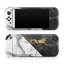 White-Black Marble & Digital Gold Foil V1 // Premium Vinyl Wrap Skin Kit Compatible with the Nintendo Switch 2 - Vinyl Skin Wrap for Nintendo Switch 2, OLED, Lite, Pro Controller, Wii & Classic Handhelds
