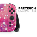 White Polka Dots Over Pink Watercolor Grunge // Premium Vinyl Wrap Skin Kit Compatible with the Nintendo Switch 2 - Vinyl Skin Wrap for Nintendo Switch 2, OLED, Lite, Pro Controller, Wii & Classic Handhelds