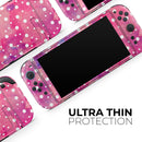White Polka Dots Over Pink Watercolor Grunge // Premium Vinyl Wrap Skin Kit Compatible with the Nintendo Switch 2 - Vinyl Skin Wrap for Nintendo Switch 2, OLED, Lite, Pro Controller, Wii & Classic Handhelds