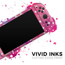 White Polka Dots Over Pink Watercolor Grunge // Premium Vinyl Wrap Skin Kit Compatible with the Nintendo Switch 2 - Vinyl Skin Wrap for Nintendo Switch 2, OLED, Lite, Pro Controller, Wii & Classic Handhelds