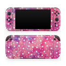 White Polka Dots Over Pink Watercolor Grunge // Premium Vinyl Wrap Skin Kit Compatible with the Nintendo Switch 2 - Vinyl Skin Wrap for Nintendo Switch 2, OLED, Lite, Pro Controller, Wii & Classic Handhelds