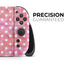 White Polka Dots over Pink Watercolor // Premium Vinyl Wrap Skin Kit Compatible with the Nintendo Switch 2 - Vinyl Skin Wrap for Nintendo Switch 2, OLED, Lite, Pro Controller, Wii & Classic Handhelds