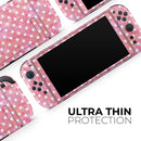 White Polka Dots over Pink Watercolor // Premium Vinyl Wrap Skin Kit Compatible with the Nintendo Switch 2 - Vinyl Skin Wrap for Nintendo Switch 2, OLED, Lite, Pro Controller, Wii & Classic Handhelds
