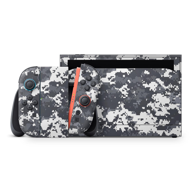 White and Gray Digital Camouflage // Skin Decal Wrap Kit for Nintendo Switch 2