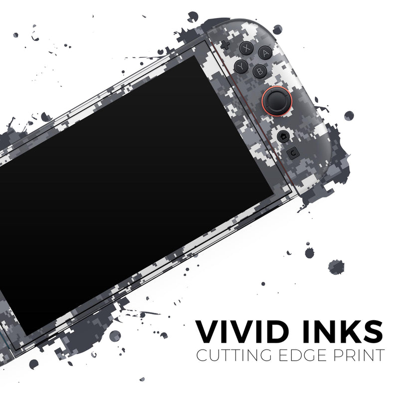 White and Gray Digital Camouflage // Skin Decal Wrap Kit for Nintendo Switch 2
