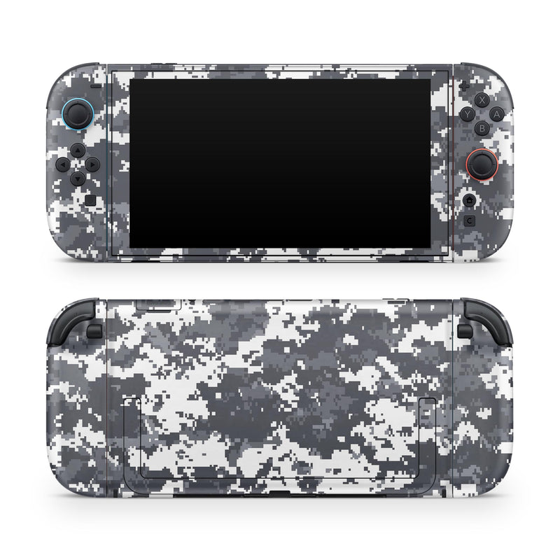 White and Gray Digital Camouflage // Skin Decal Wrap Kit for Nintendo Switch 2