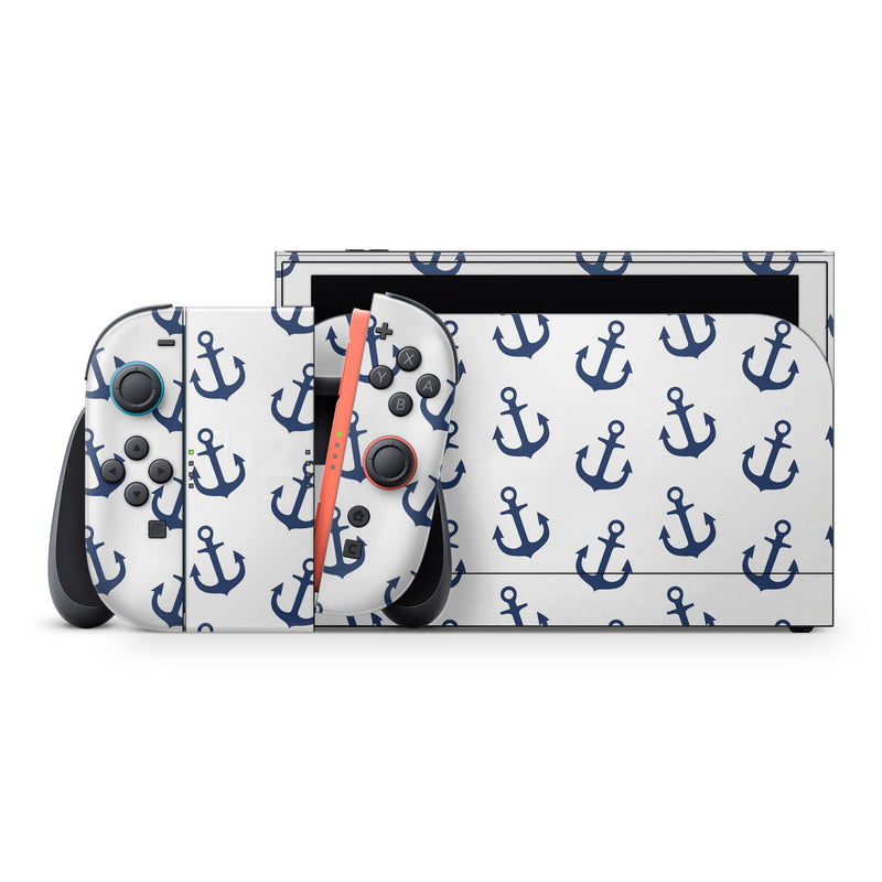 White and Navy Micro Anchors // Skin Decal Wrap Kit for Nintendo Switch 2