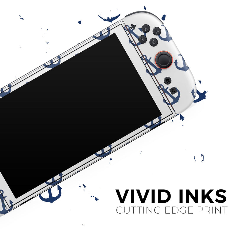 White and Navy Micro Anchors // Skin Decal Wrap Kit for Nintendo Switch 2
