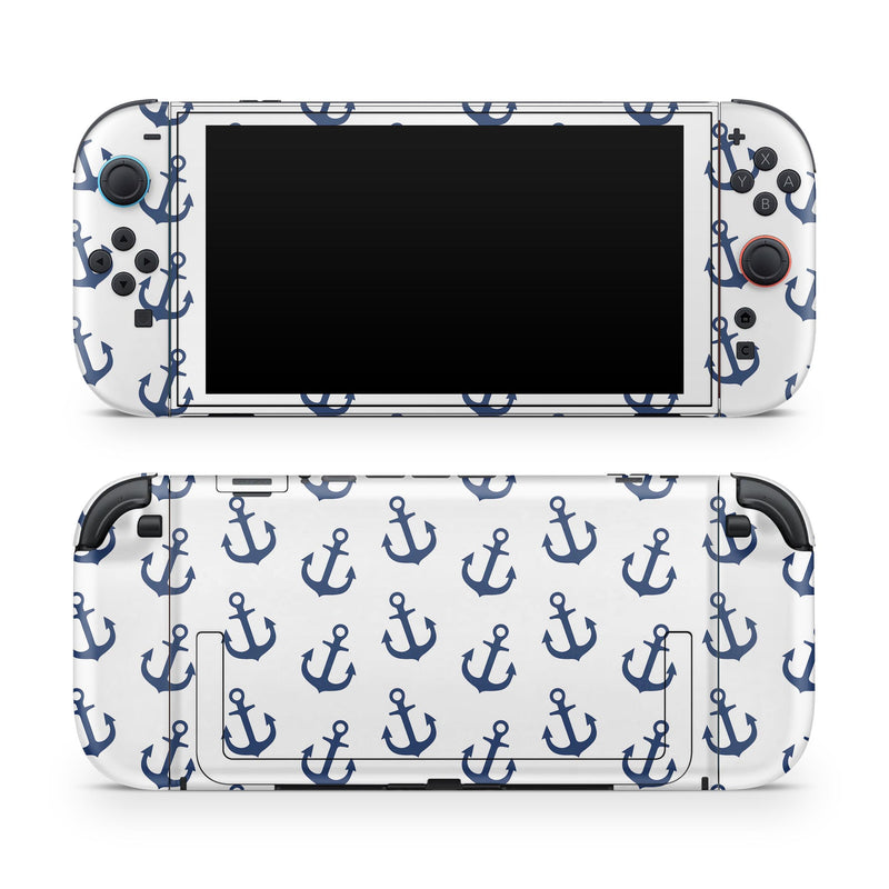 White and Navy Micro Anchors // Skin Decal Wrap Kit for Nintendo Switch 2