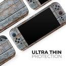 Wood Planks with Peeled Blue Paint // Skin Decal Wrap Kit for Nintendo Switch 2