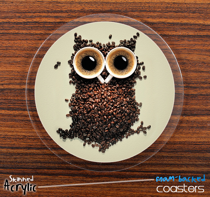 The Coffee Beans Owl Skinned Foam-Backed Coaster Set