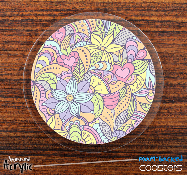 The Abstract Flower Pattern Skinned Foam-Backed Coaster Set