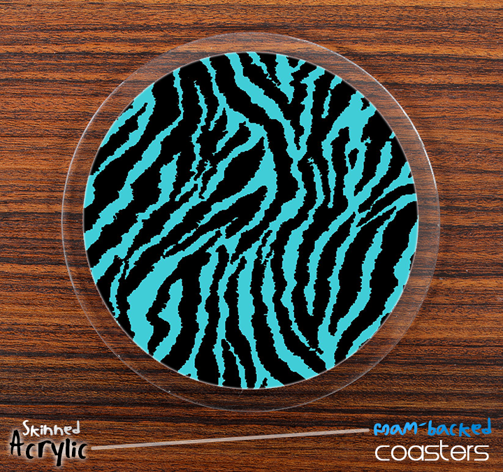 The Vector Turquoise Zebra Print V3 Skinned Foam-Backed Coaster Set