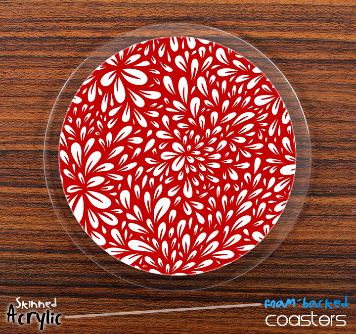 The Red Floral Sprout Skinned Foam-Backed Coaster Set