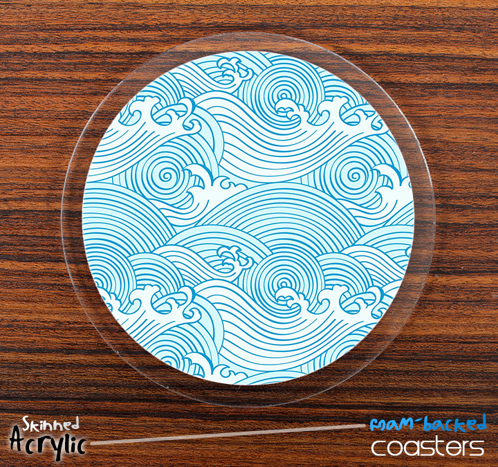 The Abstract Blue Waves Skinned Foam-Backed Coaster Set