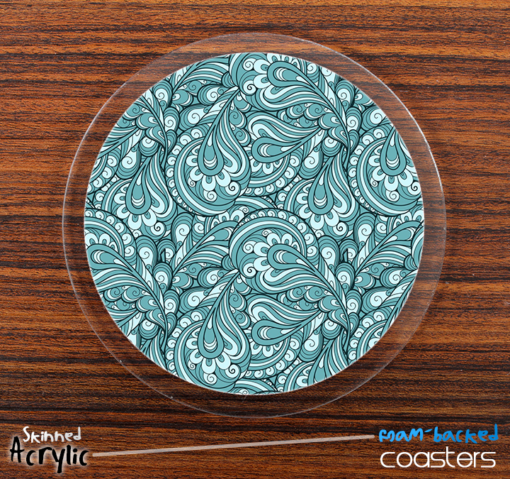 The Subtle Turquoise Paisley Pattern Skinned Foam-Backed Coaster Set