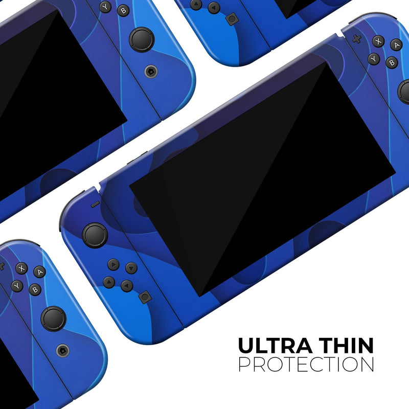 3D Blue Abstract Paper Cuts V1 // Skin Decal Wrap Kit for Nintendo Switch Console & Dock, Joy-Cons, Pro Controller, Lite, 3DS XL, 2DS XL, DSi, or Wii