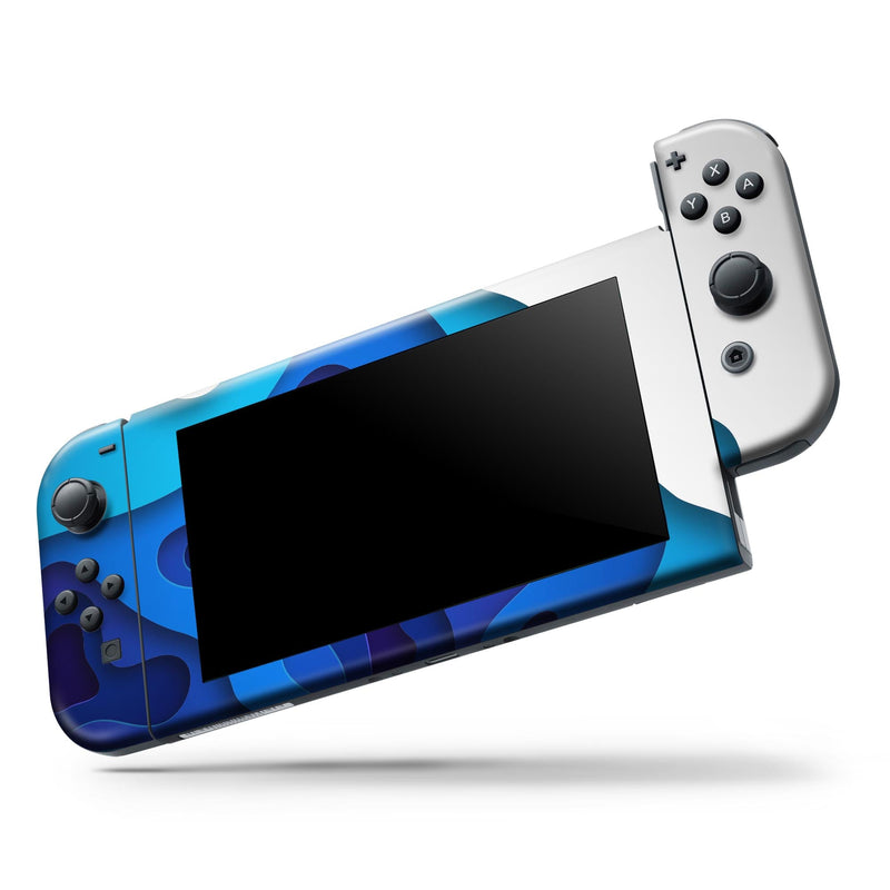 3D Blue Abstract Paper Cuts V2 // Skin Decal Wrap Kit for Nintendo Switch Console & Dock, Joy-Cons, Pro Controller, Lite, 3DS XL, 2DS XL, DSi, or Wii