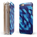 50 Shades of Blue Geometric Triangles iPhone 6/6s or 6/6s Plus 2-Piece Hybrid INK-Fuzed Case