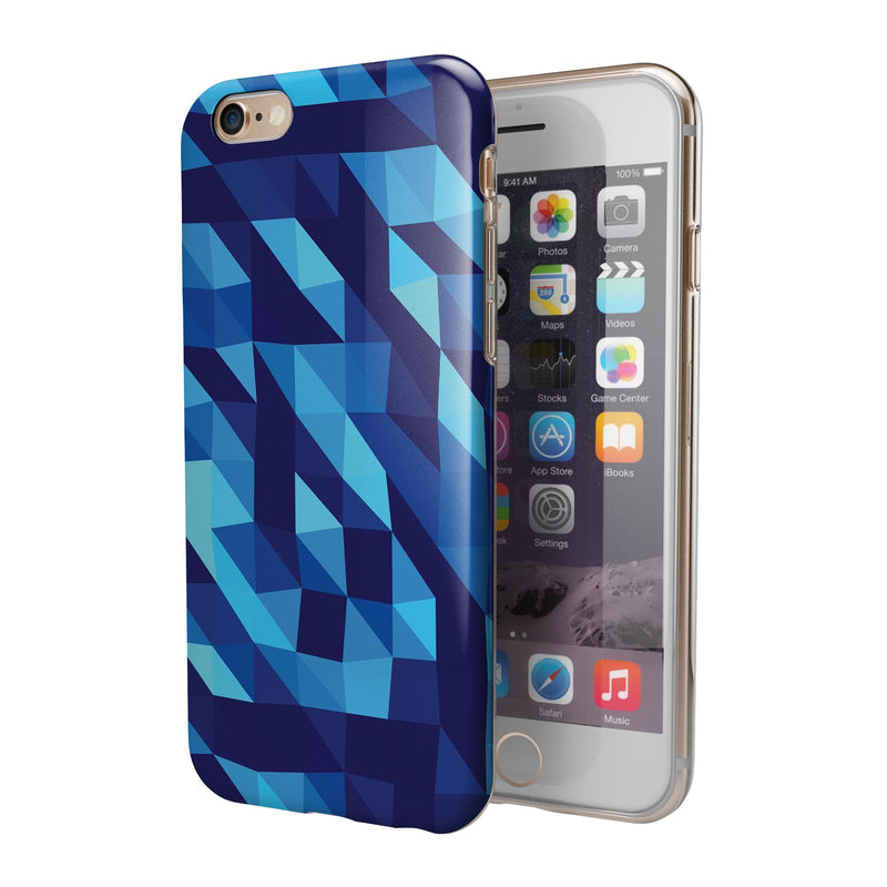 50 Shades of Blue Geometric Triangles iPhone 6/6s or 6/6s Plus 2-Piece Hybrid INK-Fuzed Case