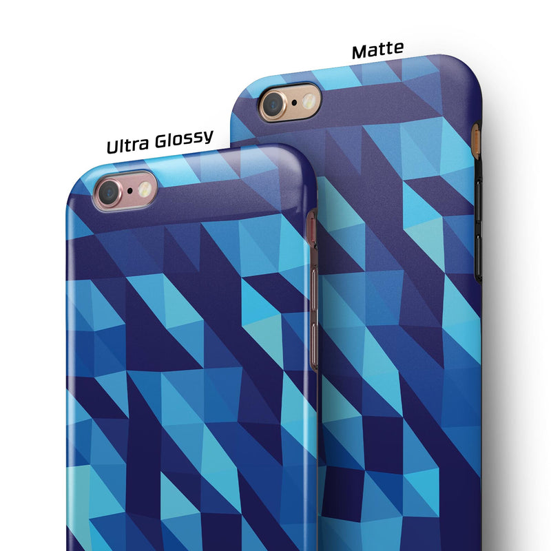50 Shades of Blue Geometric Triangles iPhone 6/6s or 6/6s Plus 2-Piece Hybrid INK-Fuzed Case