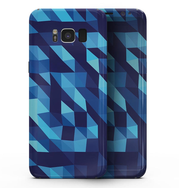50 Shades of Blue Geometric Triangles - Samsung Galaxy S8 Full-Body Skin Kit