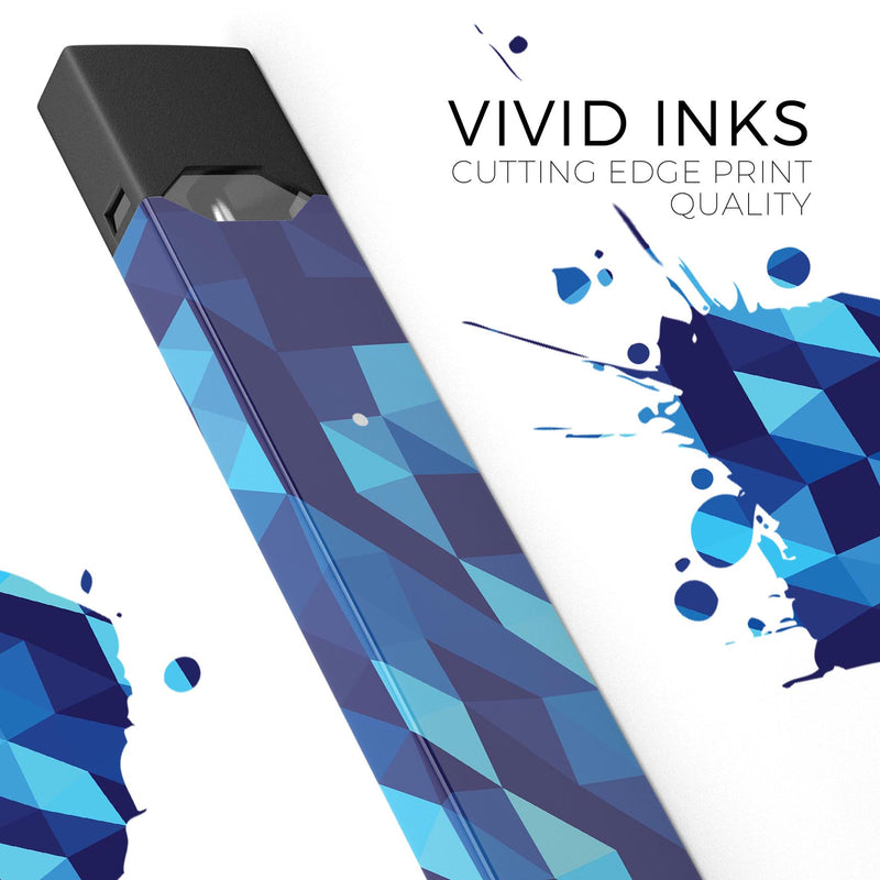 50 Shades of Blue Geometric Triangles - Premium Decal Protective Skin-Wrap Sticker compatible with the Juul Labs vaping device