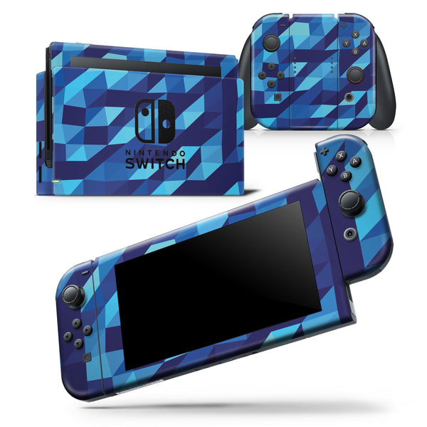 50 Shades of Blue Geometric Triangles - Skin Wrap Decal for Nintendo Switch Lite Console & Dock - 3DS XL - 2DS - Pro - DSi - Wii - Joy-Con Gaming Controller