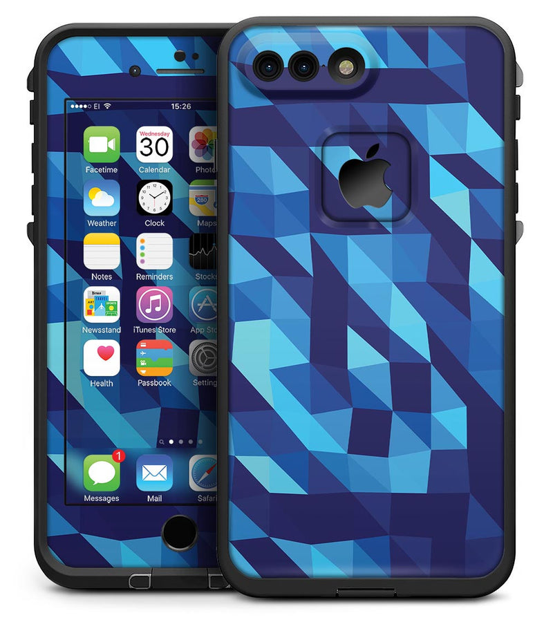 50 Shades of Blue Geometric Triangles - iPhone 7 Plus LifeProof Fre Case Skin Kit