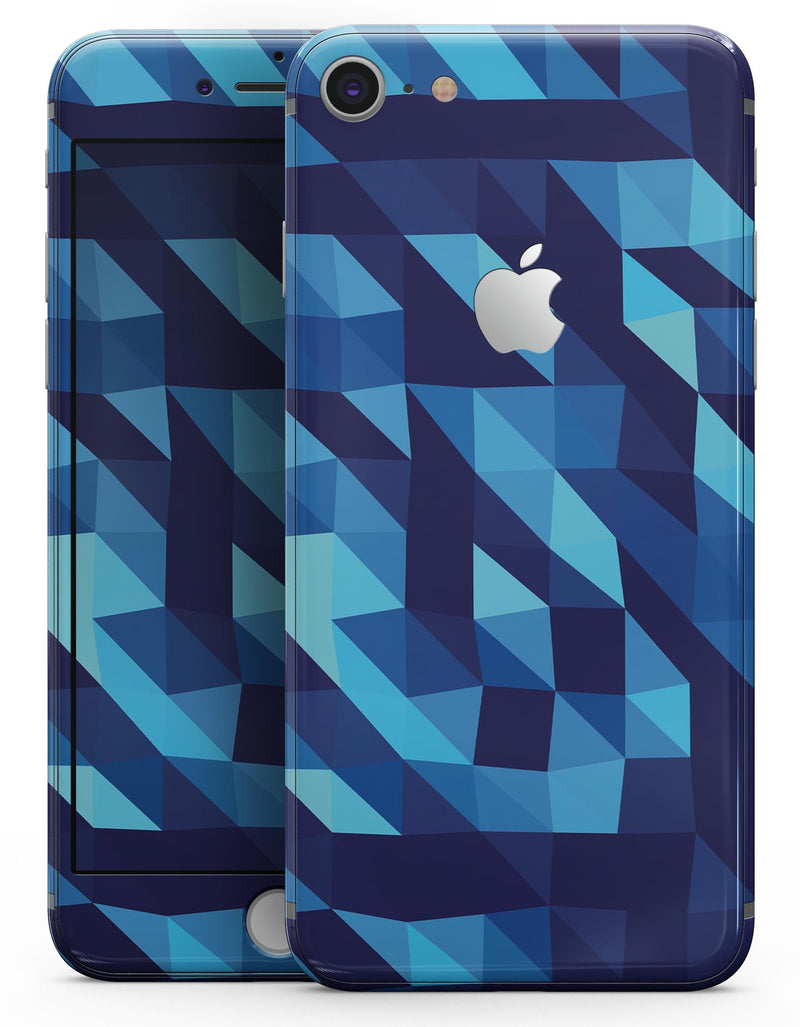 50 Shades of Blue Geometric Triangles - Skin-kit for the iPhone 8 or 8 Plus