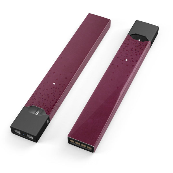 50 Shades of Burgandy Micro Hearts - Premium Decal Protective Skin-Wrap Sticker compatible with the Juul Labs vaping device