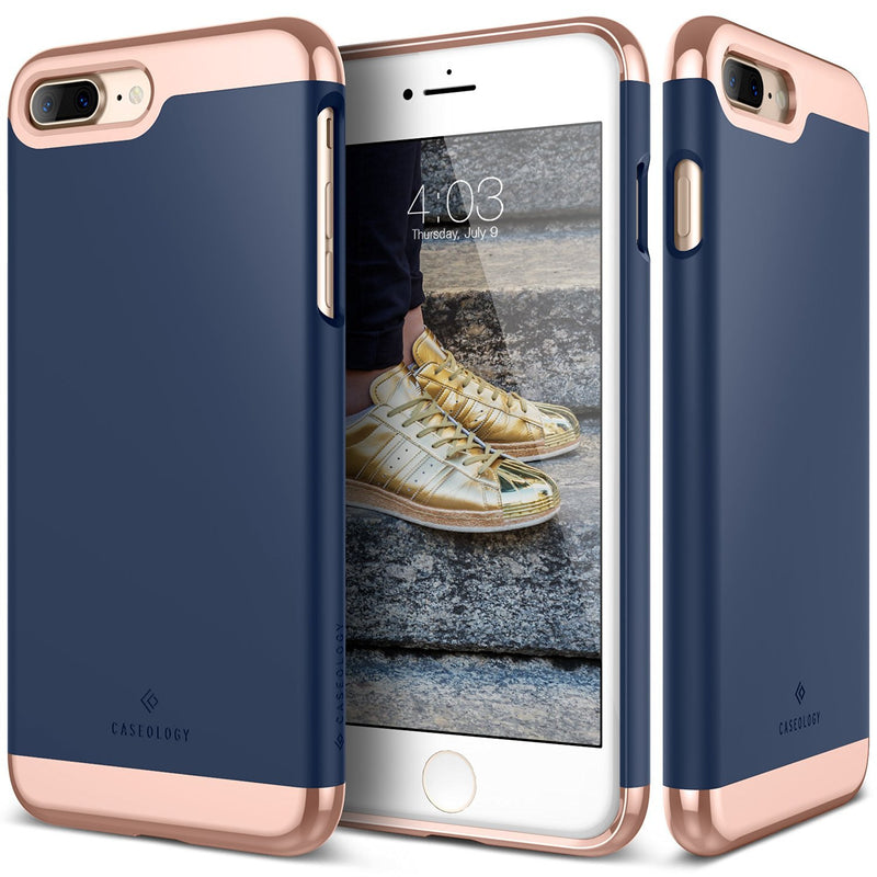 The Navy and Gold Dual Layer Slider / Soft Interior Cover iPhone 7 Plus Case