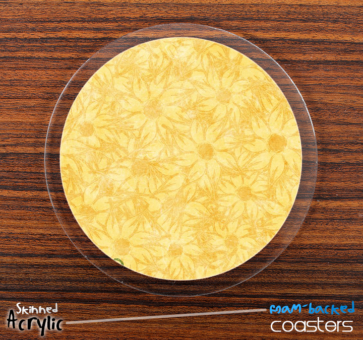 The Yellow Subtle Floral Skinned Foam-Backed Coaster Set