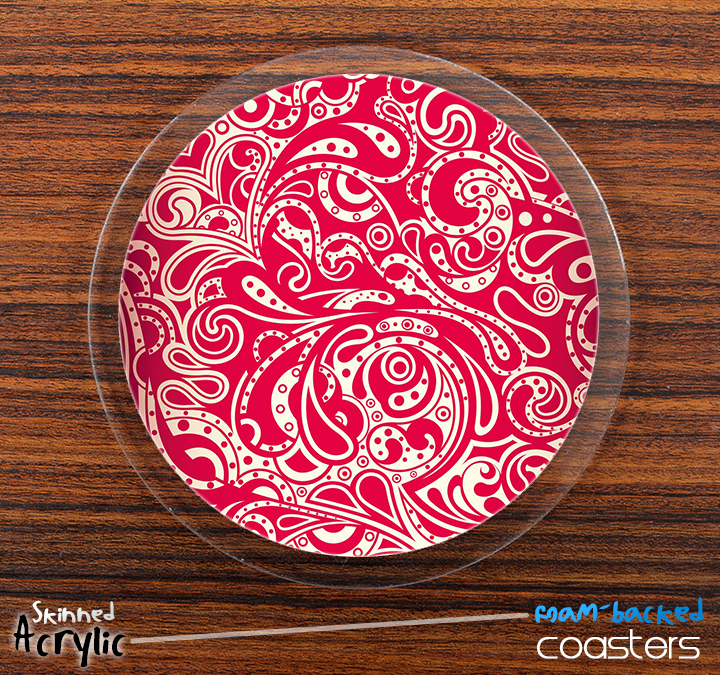 The Red Paisley Skinned Foam-Backed Coaster Set