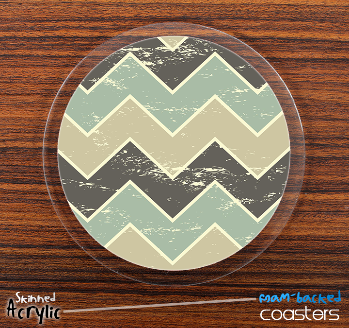 The Tan & Green Vintage Chevron Skinned Foam-Backed Coaster Set