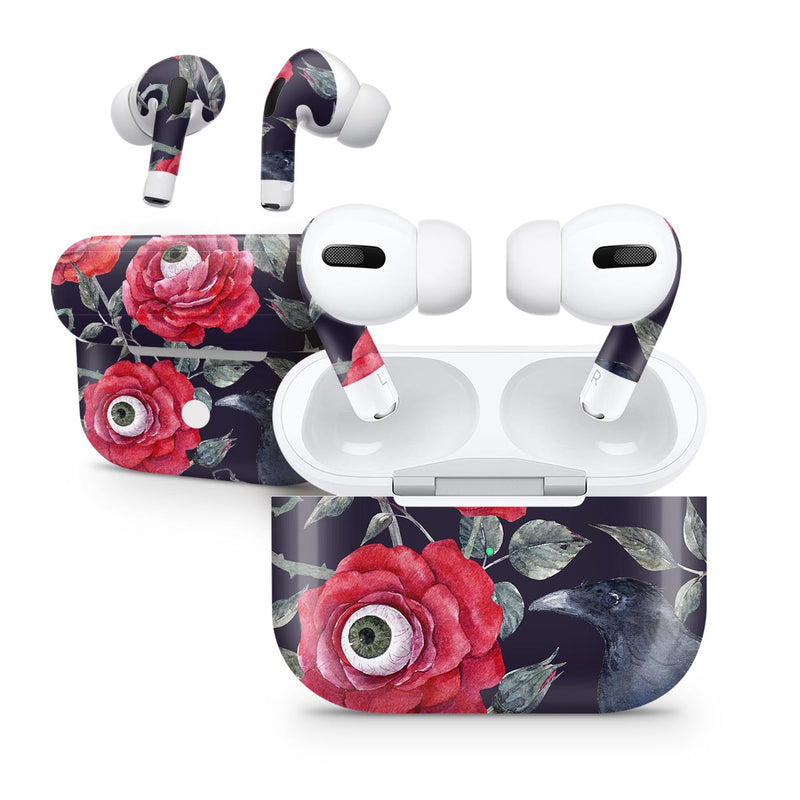 Abstract Roses with Eyes VARIANT - Full Body Skin Decal Wrap Kit for the Wireless Bluetooth Apple Airpods Pro, AirPods Gen 1 or Gen 2 with Wireless Charging